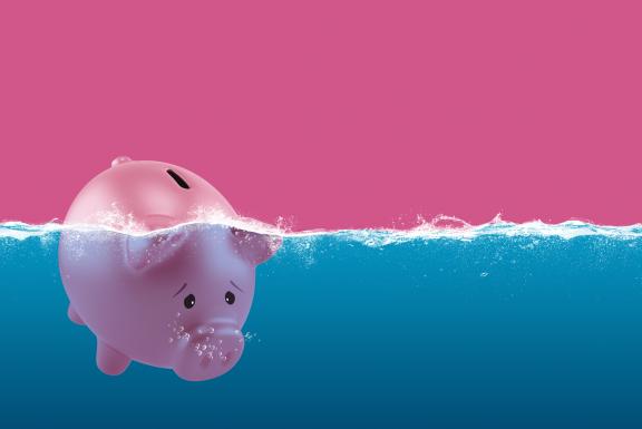 a piggy bank goes underwater